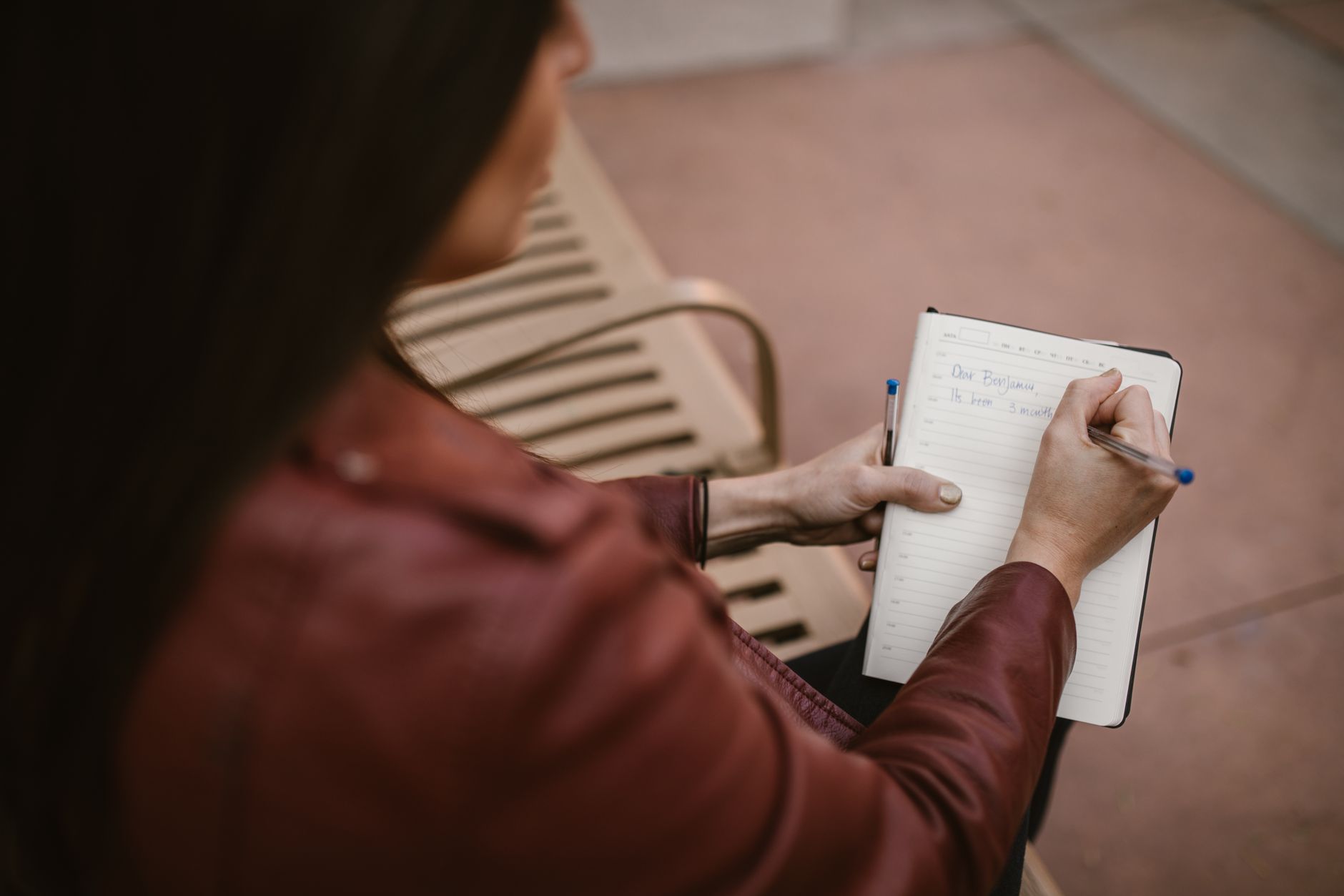 Travel journal writing in field